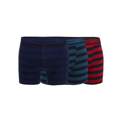 Hammond & Co. by Patrick Grant Big and tall pack of three navy striped boxer shorts